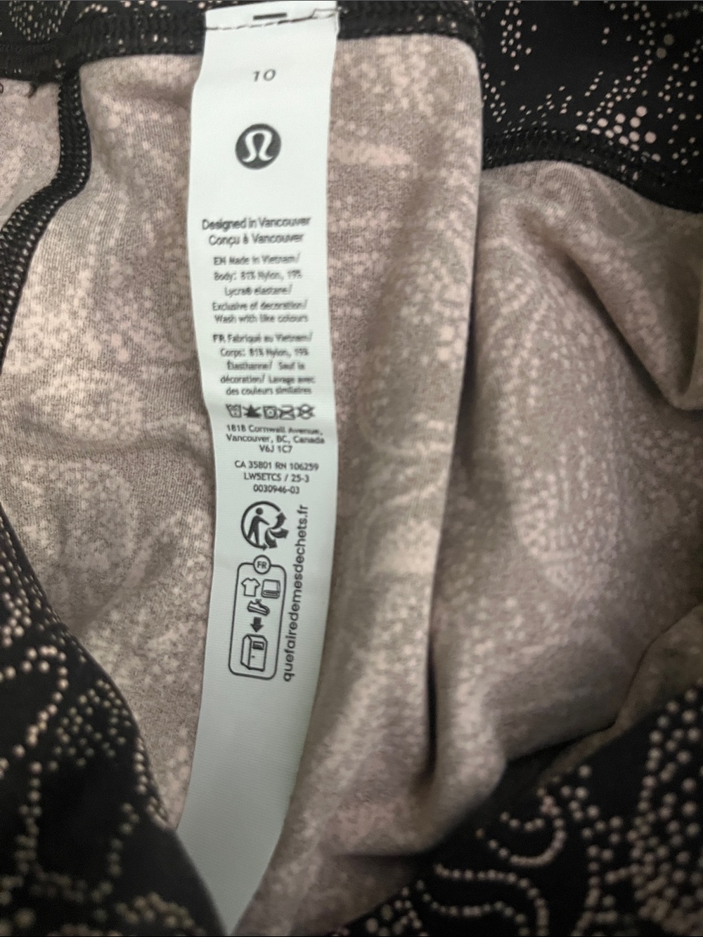 Lululemon Brown and Pink Floral Print High-Waist Leggings - Picture 4 of 4